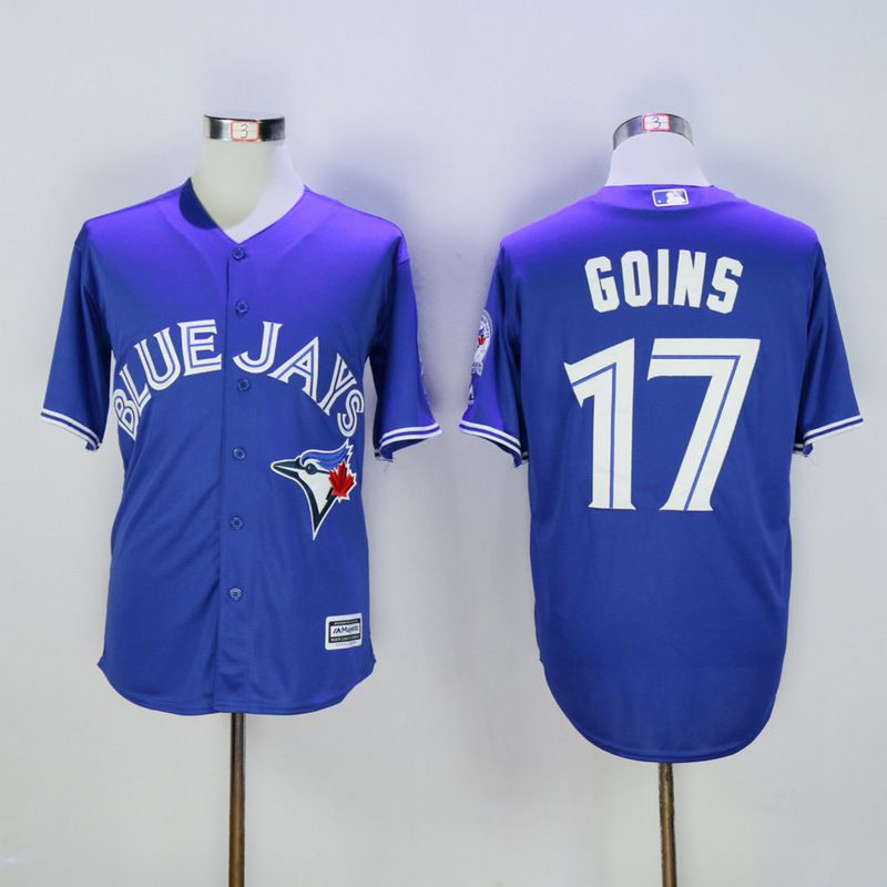 Men Toronto Blue Jays #17 Goins Blue MLB Jerseys